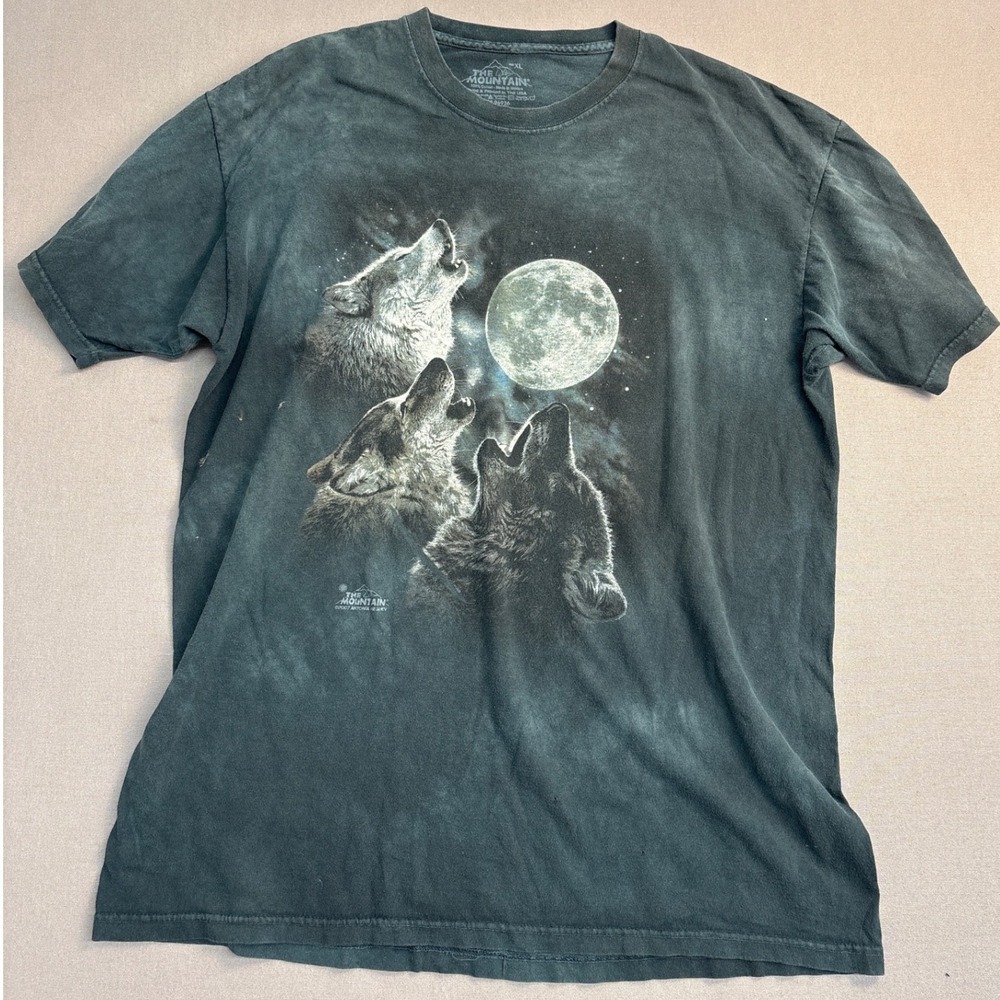 The Mountain Vintage Graphic T-Shirt Mens XL Faded Black Nature Tee 2571